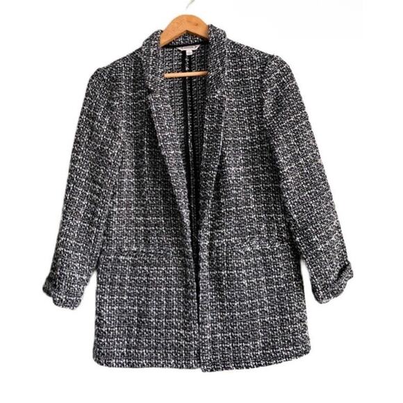 Nanette Lepore Boucle Tweed Coat Blazer Jacket, Black & White, Women's XL - Picture 1 of 7